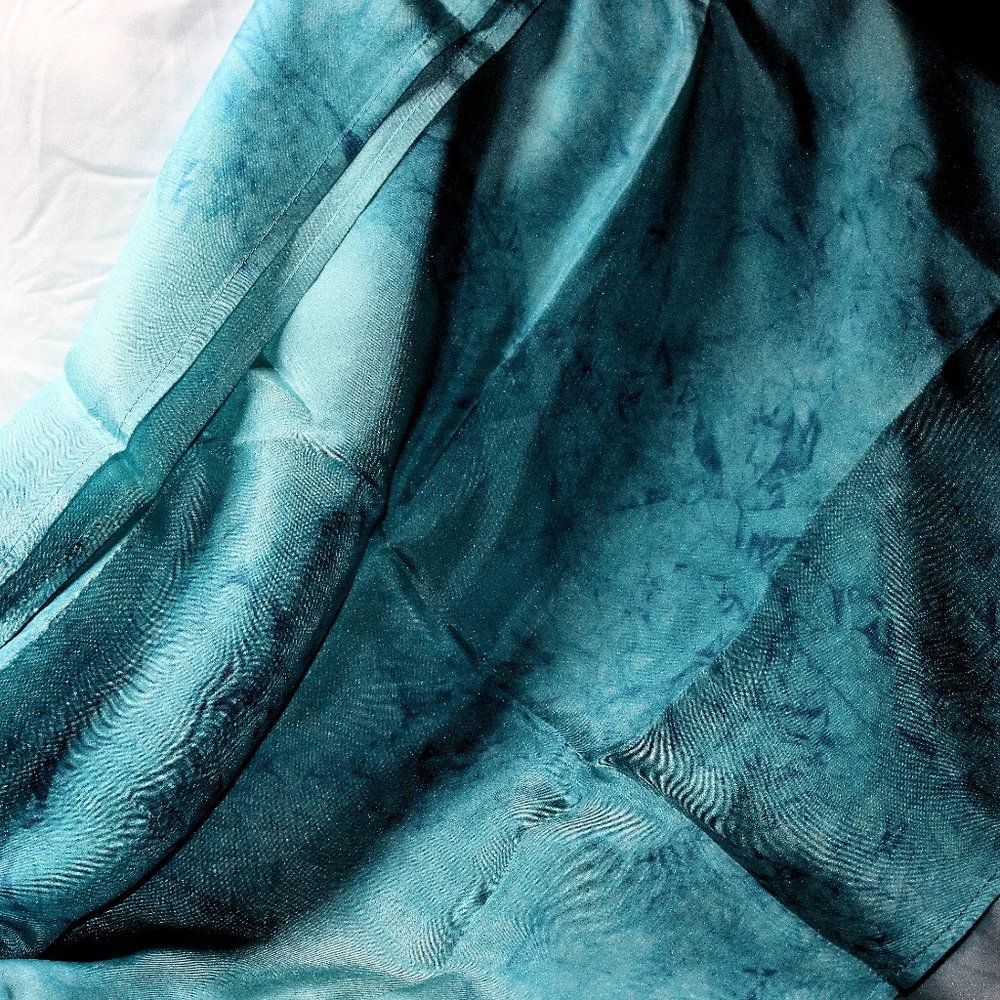 Denim Blue Habotai Silk Infinity Scarf 36" by 20"